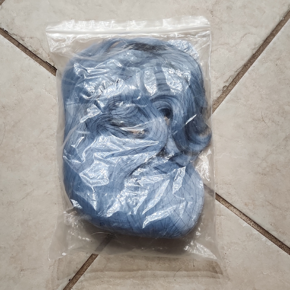 Blue Shoulder-Length with Bangs Wig